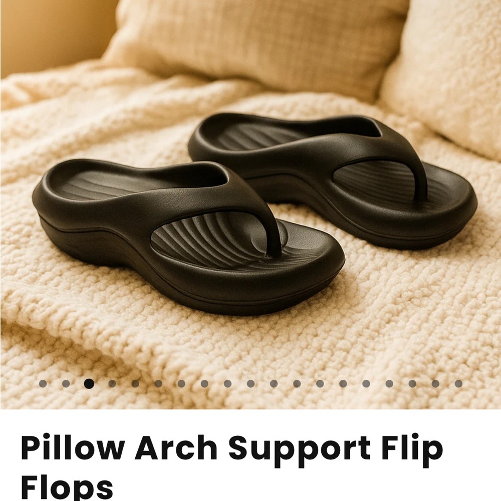 Women's Black Sandals. Pillow Slides.